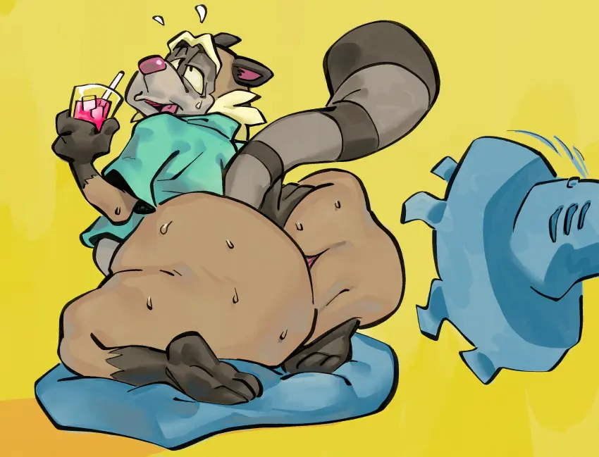 Image hi_res,solo,male,sweat,ass,big_butt,belly,anthro,anus,spreading,absurd_res,bodily_fluids,mammal,raccoon,overweight,overweight_male,procyonid,age_difference,older_male,spread_butt,robot_dreams,nondelismell,rascal_(robot_dreams)