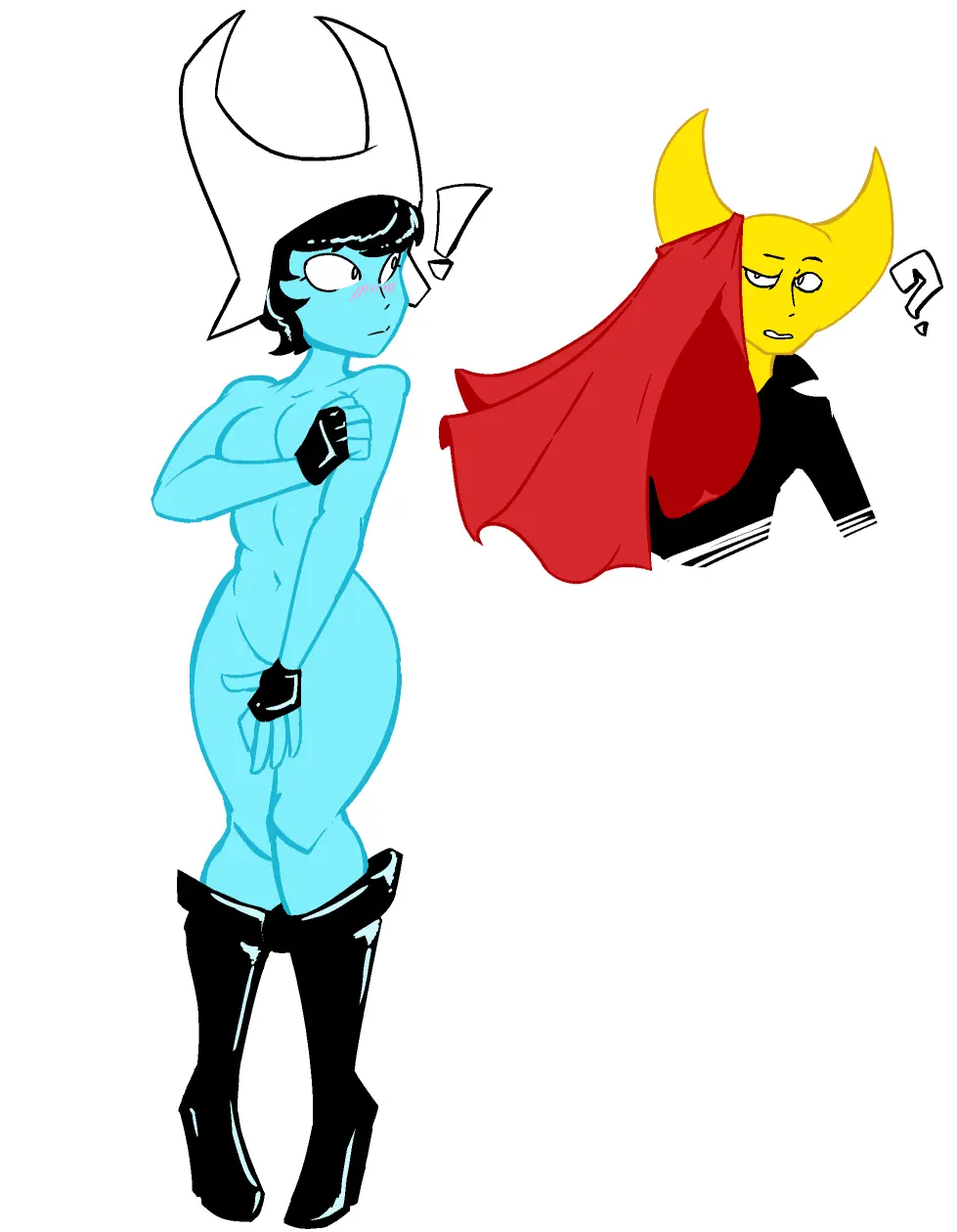 Image breasts,female,nude,embarrassed,anthro,tagme,covering,wardrobe_malfunction,dunnhierdraws,hylics,somsnosa_(hylics),wayne_(hylics)