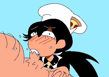 Image blush,breasts,female,black_hair,cum,cum_in_mouth,female_focus,fellatio,solo_focus,blowjob,twintails,oral_sex,black_eyes,cum_overflow,swallowing_cum,fan_character,pixel_art,blowjob_face,pixel_(artwork),pixelated,pizza_tower,hands_on_breasts,cum_overflowing,peppina_and_the_magical_tower_of_pizza,peppina_ramen_(ketartdragon),junopea