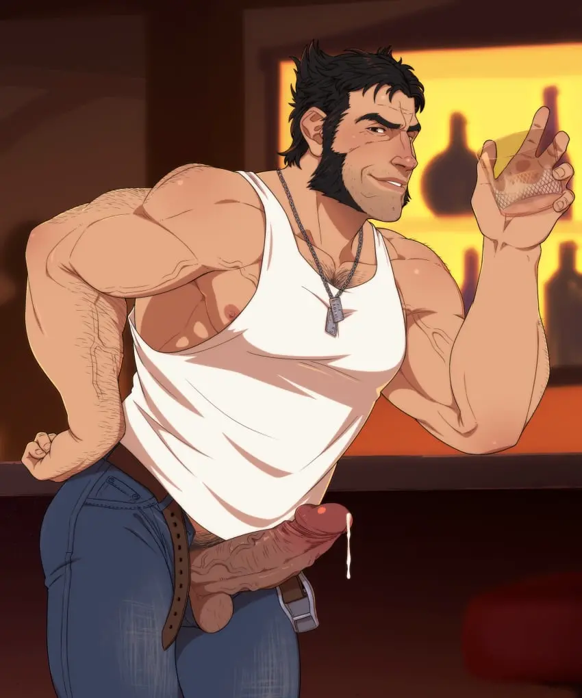 Image blush,clothing,nipples,solo,cum,male,penis,big_penis,erection,muscular,muscular_male,male_only,yaoi,balls,pubic_hair,bara,bulge,male_nipples,big_balls,male_pubic_hair,tight_clothing,solo_male,boner,marvel,marvel_comics,x-men,daddy,masculine_male,dilf,mature_male,circumcised,logan_(x-men),wolverine_(x-men),smith_(ardp13),smithswhc,d-prime248