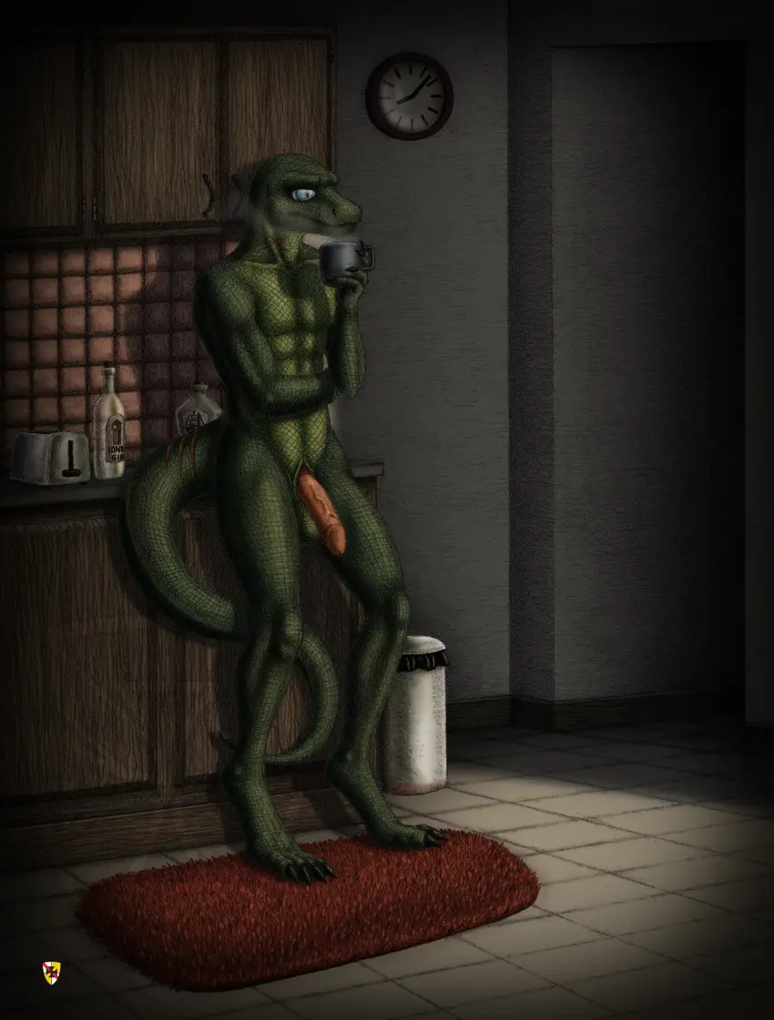 Image hi_res,solo,blue_eyes,male,nude,penis,tail,male_only,anthro,text,absurd_res,genitals,english_text,green_body,reptile,scalie,male_focus,scar,huge_filesize,beverage,lizard,long_tail,alcohol,monitor_lizard,komodo_dragon,mack_reinhardt,mack_reinhardt_(artist)