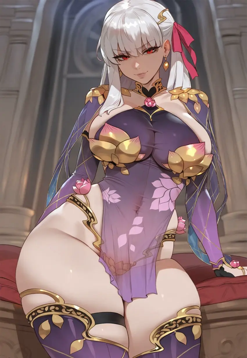 Image 1girls, breasts, female, hi_res, large_breasts, light-skinned_female, light_skin, long_hair, red_eyes, white_hair, thick_thighs, thighs, wide_hips, hips, ai_generated, deity, goddess, stable_diffusion, high_resolution, fate_(series), naughty_face, thiccwithaq_(ai_style), fate/grand_order, artstyle_imitation, floox, kama_(fate/grand_order)