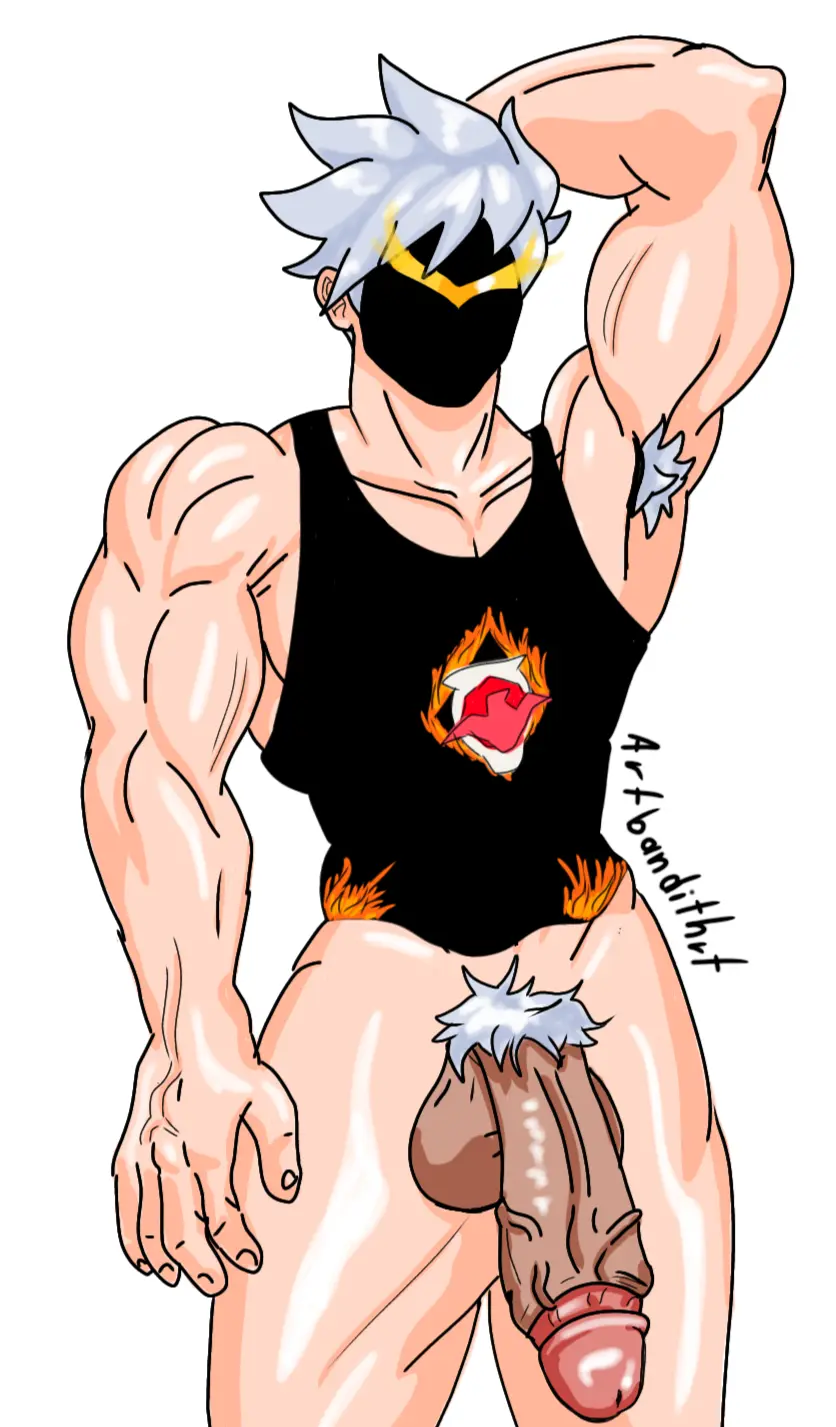 Image solo,white_hair,male,penis,muscular,muscular_male,balls,gay,big_balls,muscles,big_dick,mask,boy,free_fire,bandithrt,insano