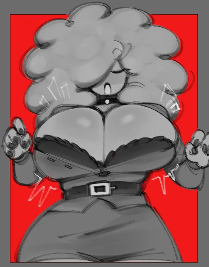 Image 1girls,breasts,female,human,large_breasts,open_mouth,choker,bra,curly_hair,cleavage,hair,one_eye_closed,nail_polish,motion_lines,belt,surprised,bouncing_breasts,surprised_expression,front_view,top_heavy,wardrobe_malfunction,red_background,black_bra,bursting_breasts,accidental_exposure,hair_covering_eye,breasts_bursting_out,powerpuff_girls,sara_bellum,breast_jiggle,waist_belt,readraws,reahmi,rekkadraws