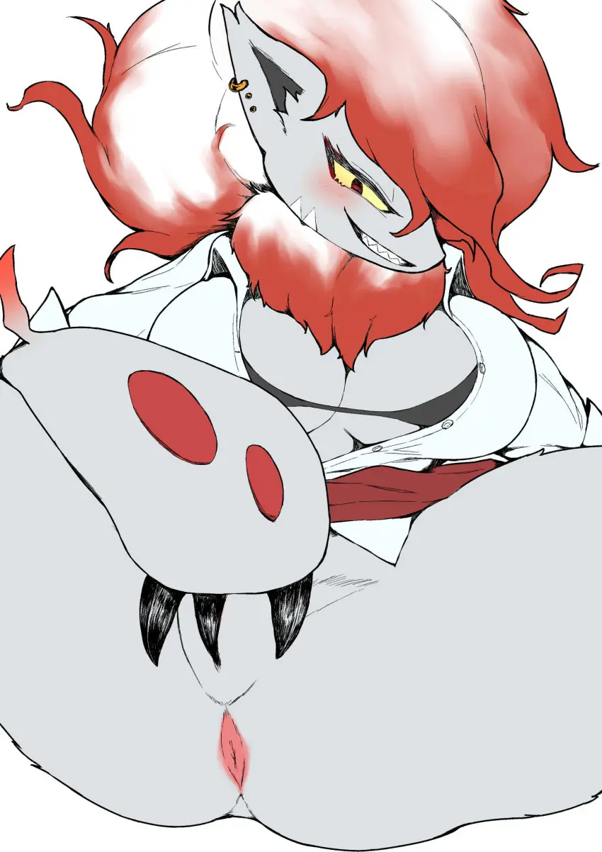 Image 1girls,big_breasts,blush,breasts,clothed,clothing,female,female_only,hi_res,red_eyes,shirt,simple_background,smile,solo,white_background,pokemon,pokemon_(species),red_hair,bra,furry,underwear,smiling_at_viewer,cleavage,teeth,hair,anthro,piercing,anus,spread_legs,spreading,nintendo,sharp_teeth,skirt,grey_body,claws,dress_shirt,ear_piercing,2024,biped,pokemorph,furry_only,smirk,smirking_at_viewer,blush_lines,topwear,generation_8_pokemon,red_clothing,black_underwear,black_clothing,yellow_sclera,bottomwear,zoroark,ear_ring,ring_piercing,black_bra,hisuian_zoroark,hisuian_form,regional_form_(pokemon),red_skirt,featureless_crotch,hand_on_crotch,red_bottomwear,white_dress_shirt,amata