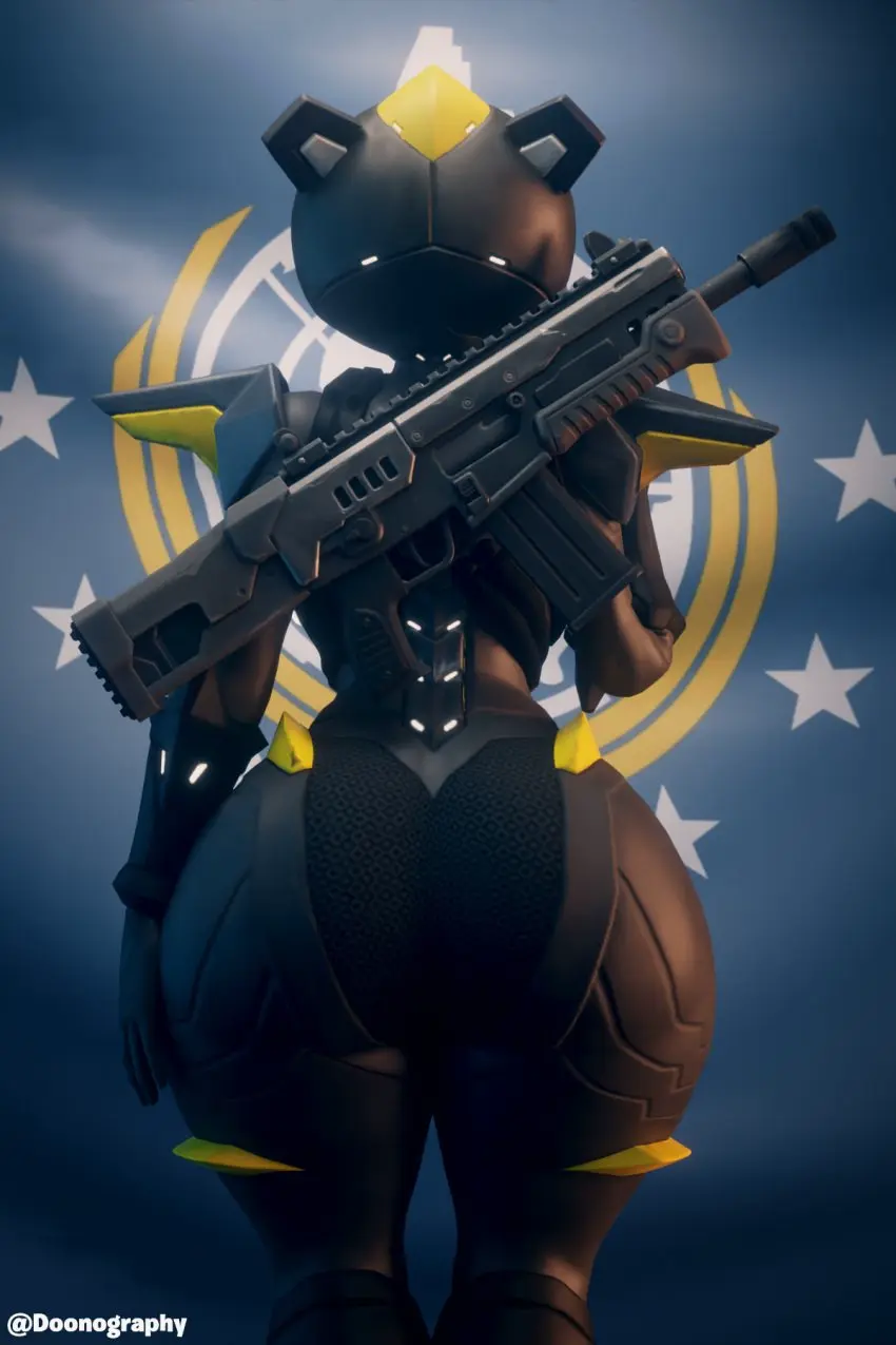 Image 1girls,female,female_only,ass,big_ass,bubble_butt,huge_ass,thick_thighs,thighs,watermark,fortnite,3d,blender,back_view,fortnite:_battle_royale,thunder_thighs,helldivers,helldivers_2,blender_(software),gun,saluting,salute,ass_bigger_than_head,doonography,mecha_cuddle_master