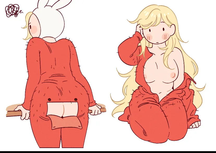 Image female,human,underwear,headwear,nude_female,tagme,pale_skin,ass_cleavage,adventure_time,casual,butt_crack,fionna_the_human_girl,butt_window,casual_underwear,long_johns,yakza