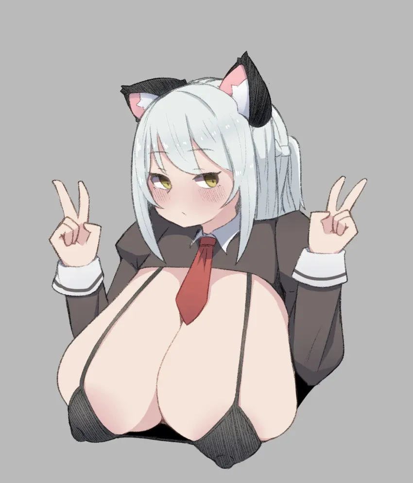 Image 1girls,big_breasts,breasts,female,large_breasts,bikini,voluptuous,cat_ears,huge_breasts,busty,curvy,curvy_body,curvy_female,curvy_figure,alternate_breast_size,curvaceous,necktie,fake_animal_ears,peace_sign,v_sign,red_necktie,double_v,o_niwa_haruta,project_tokyo_dolls,yuki_(project_tokyo_dolls)