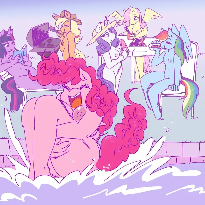 Image breasts,female,nude,ass,humanoid,wings,tagme,friendship_is_magic,my_little_pony,pool,rainbow_dash_(mlp),pegasus,fluttershy_(mlp),unicorn,casual,casual_nudity,pinkie_pie_(mlp),applejack_(mlp),nudist,twilight_sparkle_(mlp),rarity_(mlp),6girls,nonsexual_nudity,currentlytr_ash