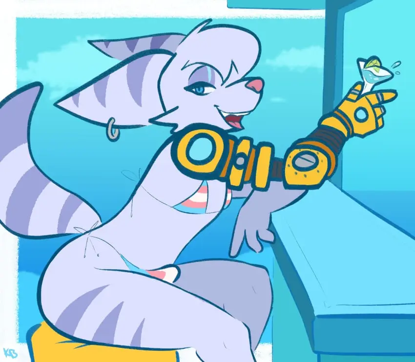 Image 1girls,female,bikini,ass,futanari,intersex,tagme,bulge,trans_woman,transfem,ratchet_and_clank,transgender,transgender_pride_colors,rivet_(ratchet_and_clank),trans,kellybun