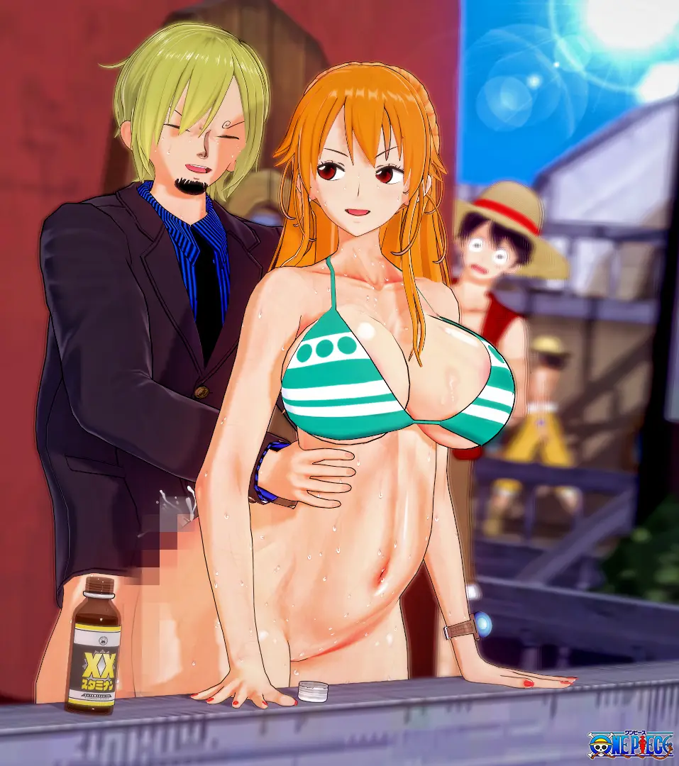 Image big_breasts,breasts,female,long_hair,male,sweat,bikini,sex,one_piece,nami_(one_piece),orange_hair,post-timeskip,cum_inside,artist_request,koikatsu,areola_slip,monkey_d_luffy,vinsmoke_sanji,striped_bikini,sex_with_bra_on,sex_with_clothes