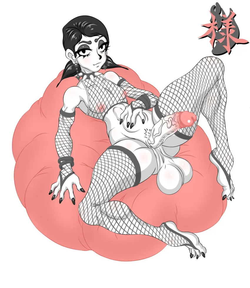 Image nipples,1boy,black_hair,male,penis,earrings,femboy,male_only,balls,testicles,thick_penis,fishnets,large_balls,2024,white_body,sketch,femboy_only,black_nails,femboy_focus,fishnet_legwear,partially_colored,spiked_collar,pantsless,black_eyeshadow,penis_out,fishnet_armwear,fishnet,black_nail_polish,fishnet_topwear,black_earrings,human_penis,black_eyelids,shiny_balls,sklmsama
