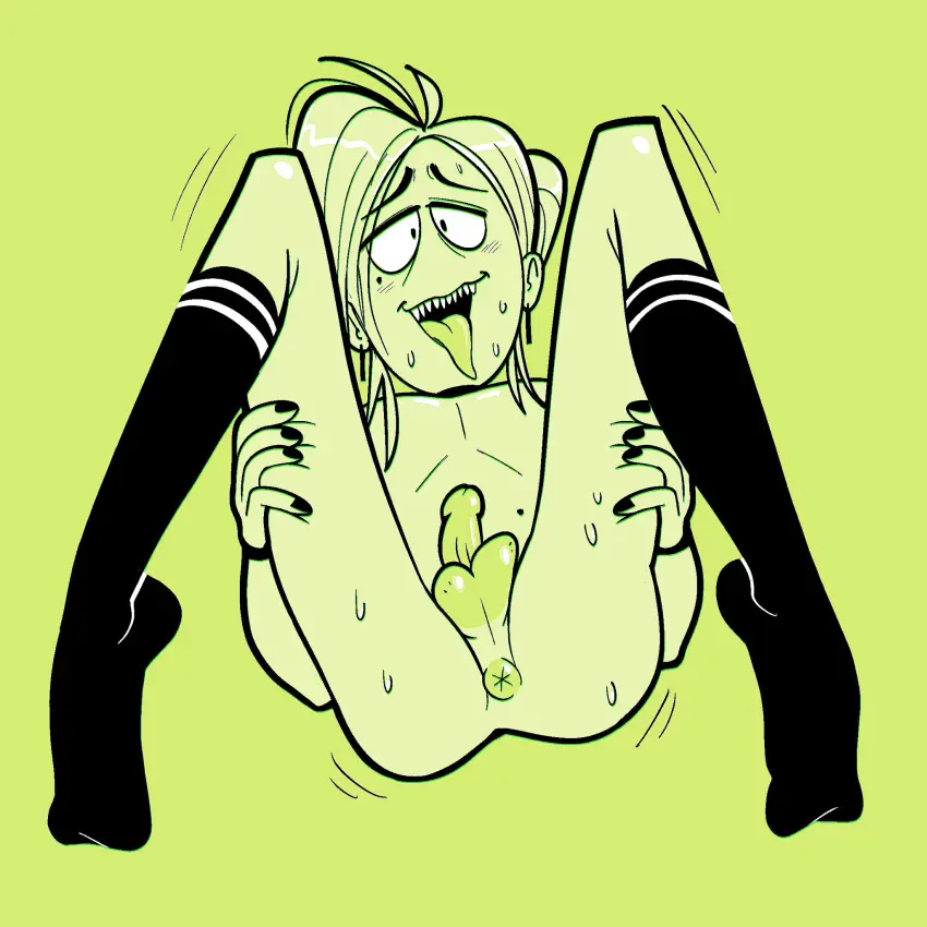 Image 1boy,male,nude,penis,sweat,tongue_out,tongue,femboy,male_only,nude_male,anus,spread_legs,spreading,stockings,mole,sweatdrop,sharp_teeth,male_focus,black_stockings,birthmark,taint,penis_out,slimepith,slimey_(slimepith)