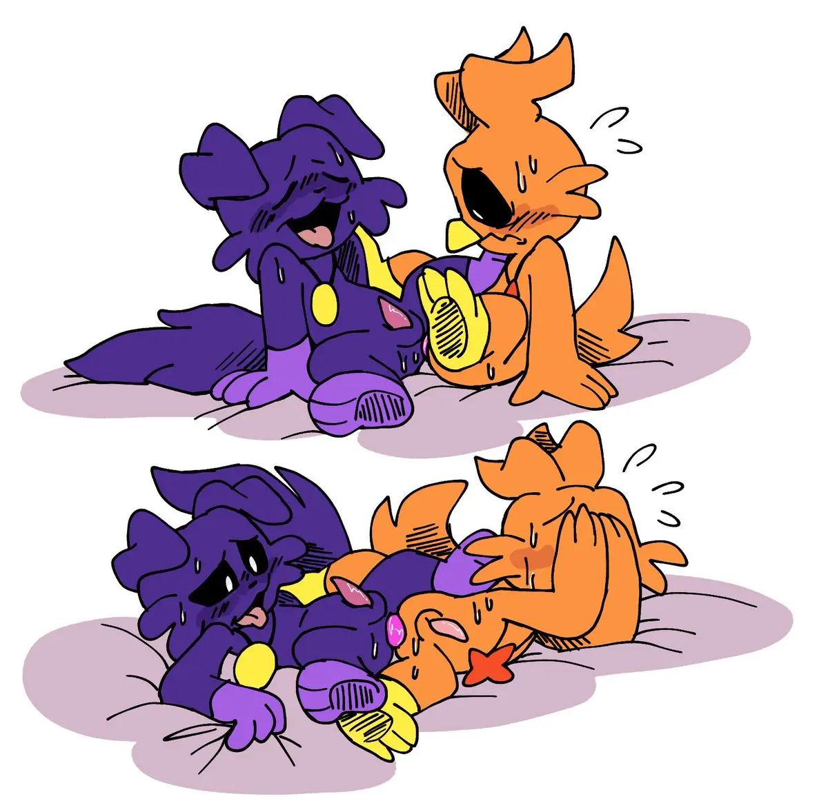 Image simple_background,white_background,male,sex,embarrassed,male/male,anthro,purple_fur,purple_skin,tagme,bed,orange_body,purple_body,furry_only,anthro_only,no_humans,orange_skin,orange_fur,simple_shading,dildo_in_ass,anthro_on_anthro,chicken,critters_(poppy_playtime),poppy_playtime,poppy_playtime_(chapter_3),smiling_critters,pachi_rizuu,palatis,catnip_(pachi_rizuu),shrinkin_chicken_(pachi_rizuu)