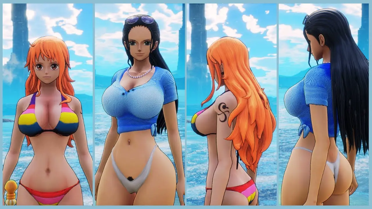 Image big_breasts,breasts,female,female_only,black_hair,pussy,bikini,panties,one_piece,nami_(one_piece),orange_hair,post-timeskip,tattoo,tattoo_on_arm,tattooed_arm,artist_request,black_hair_female,pubic_hair,arm_tattoo,hairy_pussy,height_difference,nico_robin,orange_hair_female,clima-tact,pubes_exposed,black_tattoo