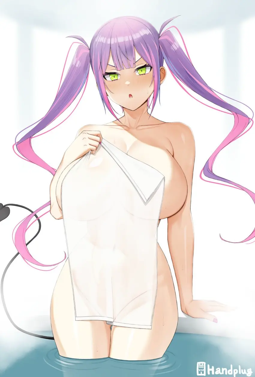 Image 1girls,big_breasts,breasts,female,hi_res,large_breasts,light-skinned_female,light_skin,long_hair,solo,bangs,blunt_bangs,sidelocks,demon_tail,thick_thighs,two_tone_hair,wide_hips,virtual_youtuber,water,artist_name,sideboob,huge_breasts,pink_hair,green_eyes,hololive,hololive_japan,purple_hair,demon_girl,twintails,streaked_hair,english_text,towel,purple_nails,partially_submerged,english,holoforce,succubus,naughty_face,bathhouse,towel_only,naked_towel,twintails_(hairstyle),tokoyami_towa,purple_nail_polish,handplug,small_towel