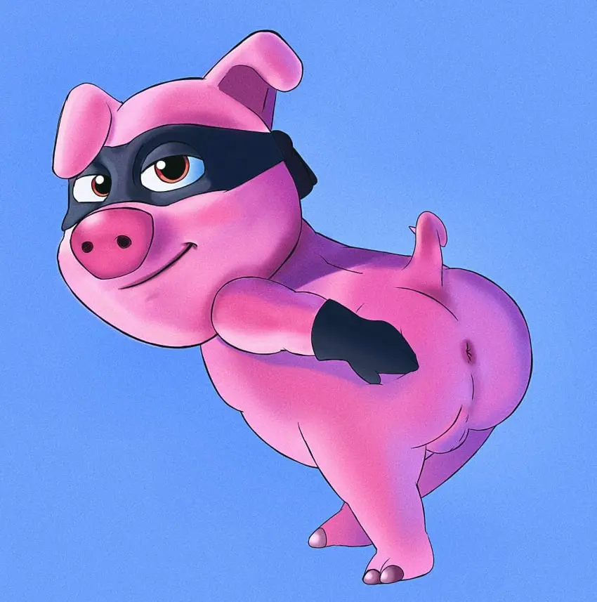 Image simple_background,gloves,male,male_only,balls,tagme,anus,testicles,presenting_anus,pink_fur,masked,pig,coin_master