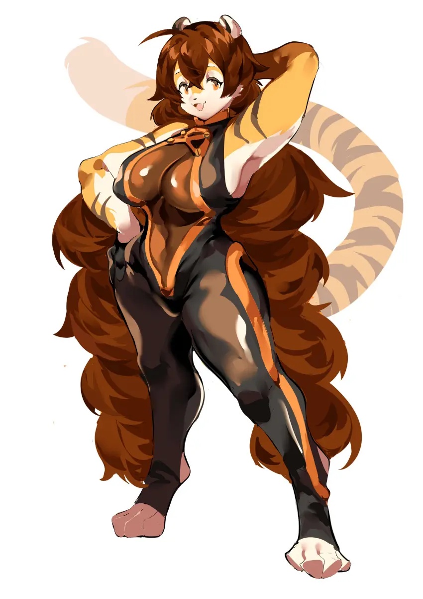 Image big_breasts,breasts,female,long_hair,furry,thick_thighs,wide_hips,cleavage,huge_breasts,tiger_girl,mx99926