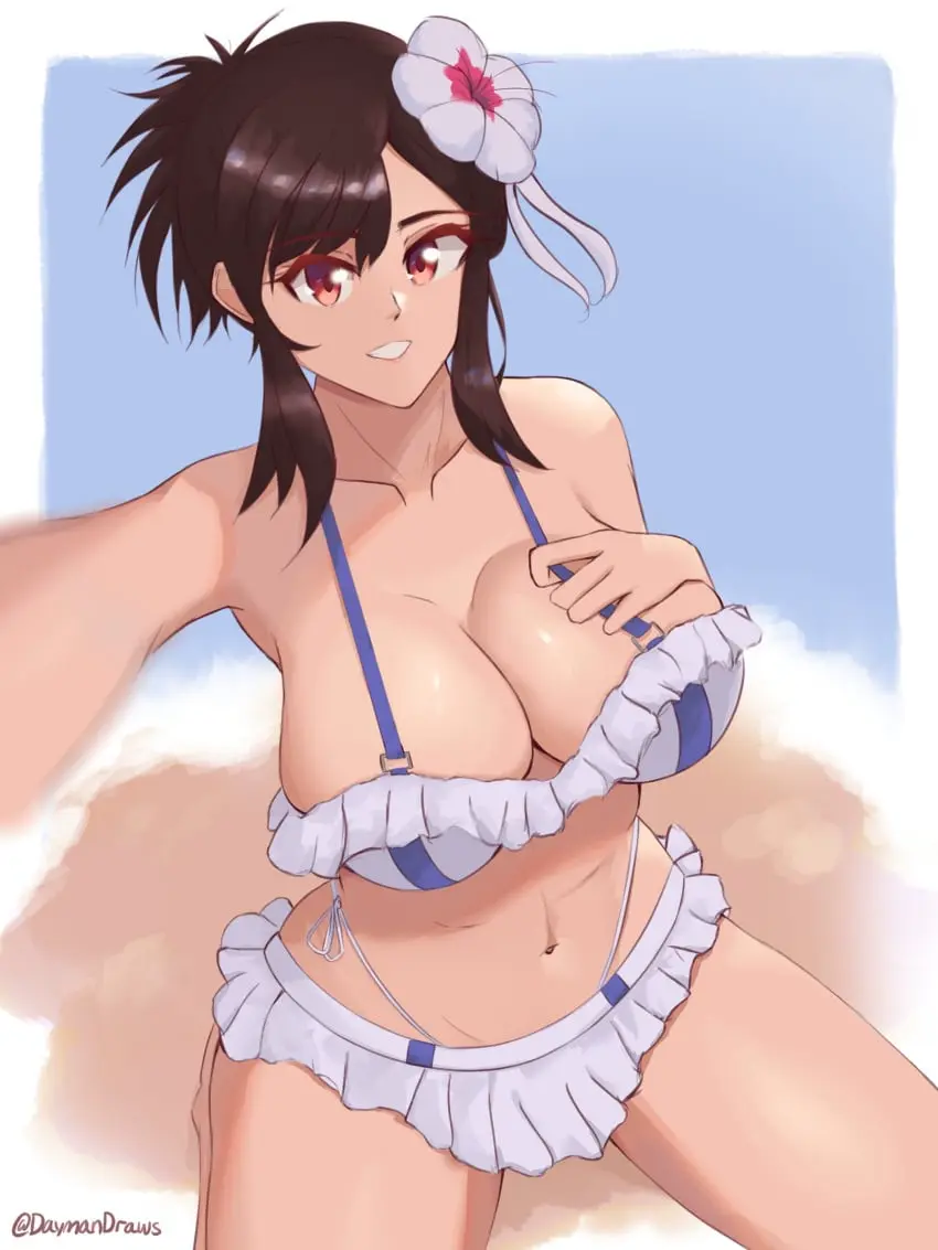 Image breasts,female,female_only,looking_at_viewer,solo,swimsuit,final_fantasy,final_fantasy_vii,tifa_lockhart,daymandraws