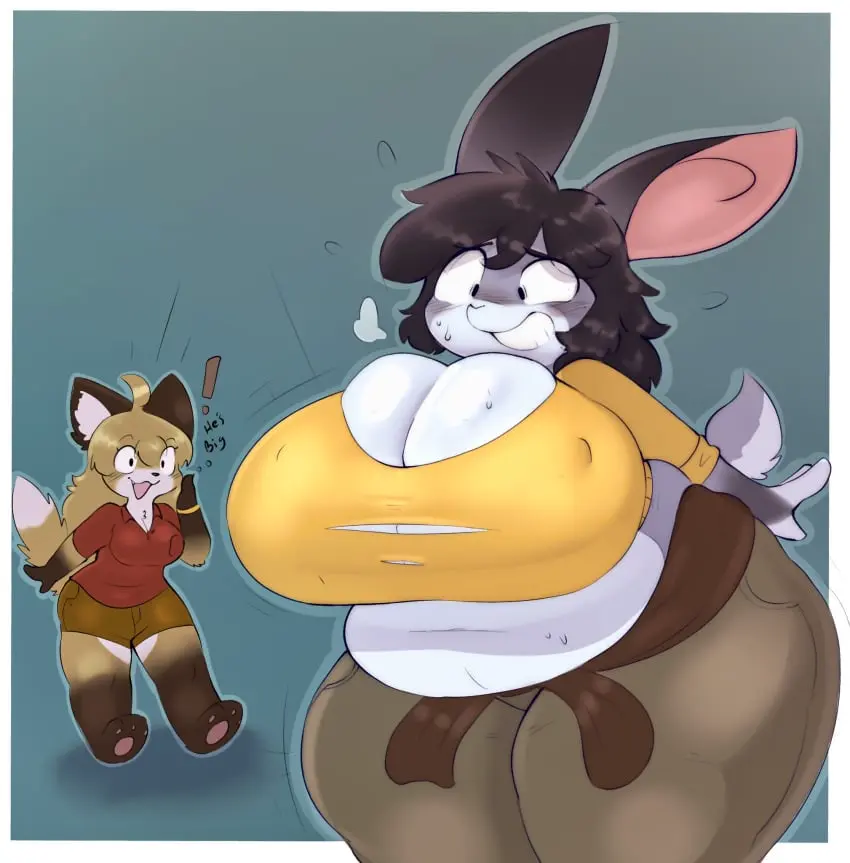 Image 1girls,big_breasts,breasts,female,1boy,male,furry,thick_thighs,wide_hips,huge_breasts,chubby,fox,rabbit,feminization,breast_expansion,bursting_breasts,busty_boy,male_with_breasts,chubby_male,fujiko_(inazuma_kat),inazuma_kat