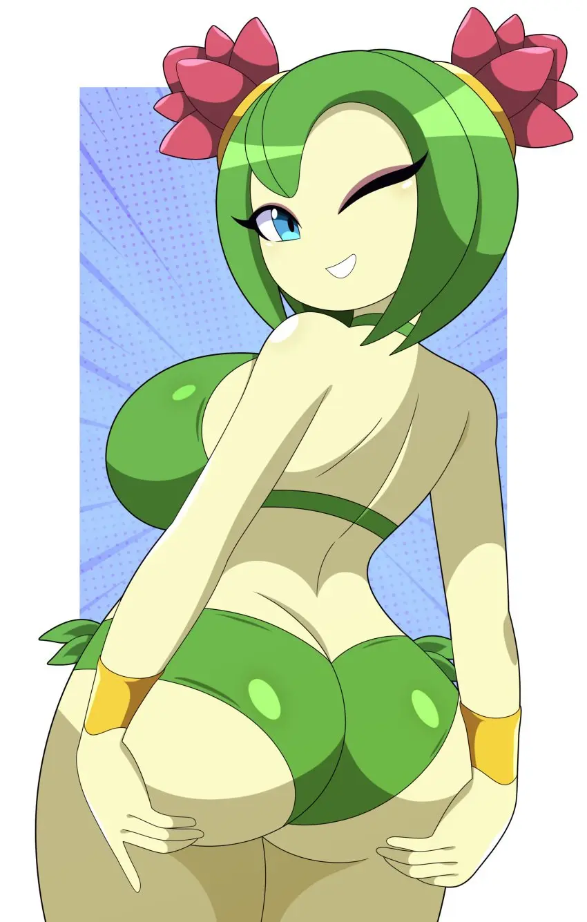 Image breasts, female, female_only, solo, bikini, ass, sideboob, one_eye_closed, swimsuit, sonic_(series), ass_lift, abysswatchers, cosmo_the_seedrian