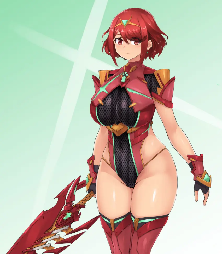 Image breasts,female,female_only,looking_at_viewer,solo,short_hair,red_hair,nintendo,core_crystal,pyra,xenoblade_(series),xenoblade_chronicles_2,nurutekan