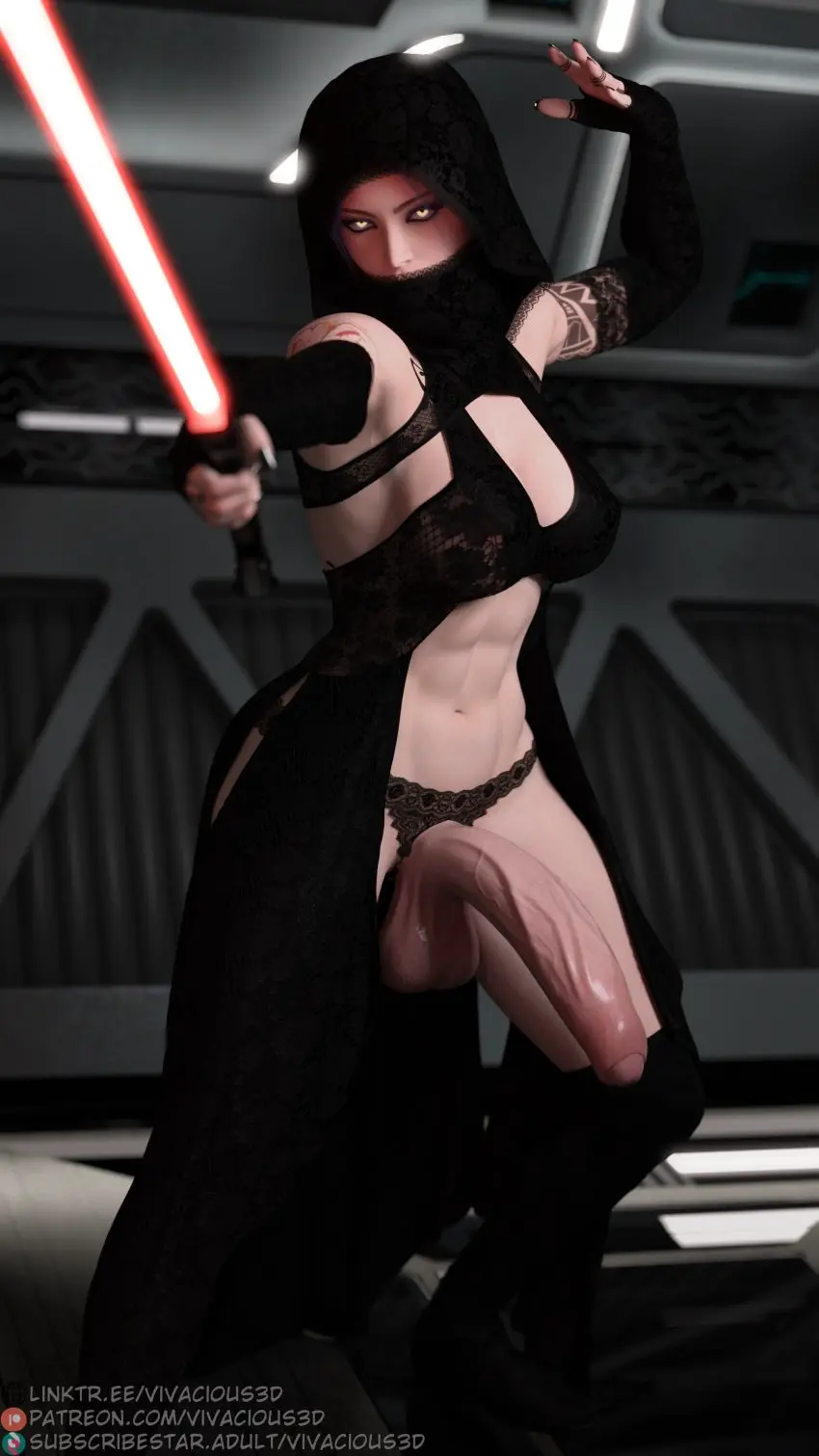Image light_skin,penis,futanari,intersex,light-skinned_futa,cleavage,huge_cock,original_character,futa_only,3d,dickgirl,3d_(artwork),foreskin,uncircumcised,large_penis,partially_retracted_foreskin,retracted_foreskin,star_wars,3dx,vivacious3d,lightsaber