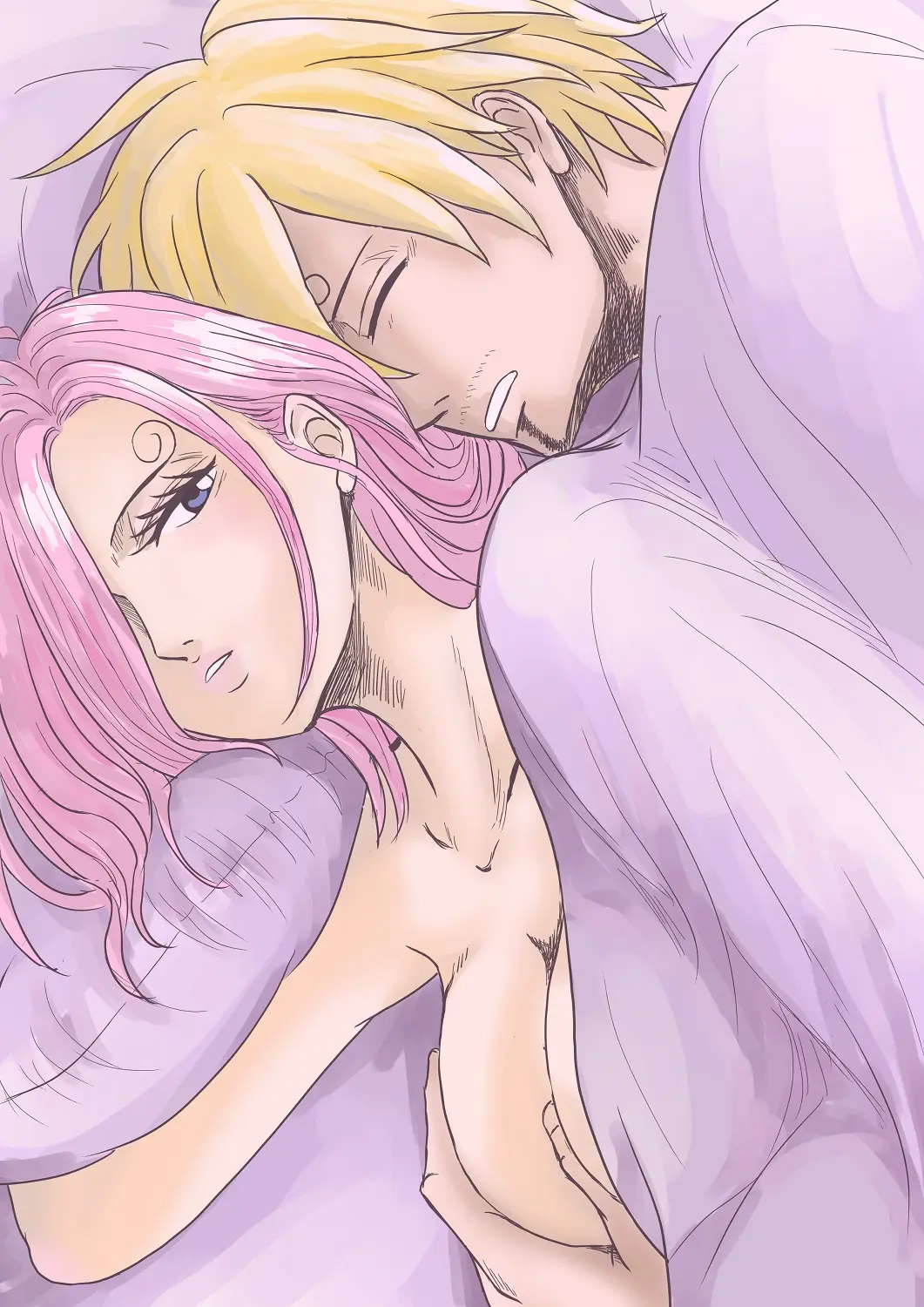 Image female,male,one_piece,artist_request,incest,groping,sleeping,brother_and_sister,groping_from_behind,vinsmoke_sanji,in_bed,boob_grab,vinsmoke_reiju