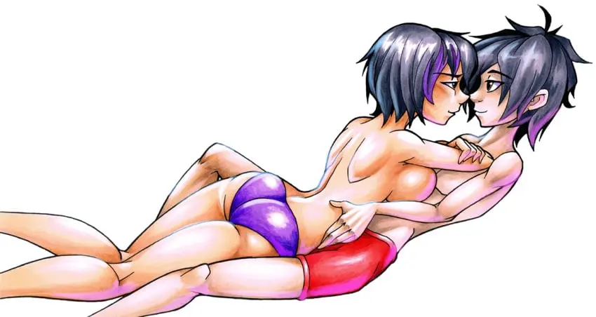 Image 1girls,female,human,1boy,male,marvel,marvel_comics,transparent_background,big_hero_6,gogo_tomago,hallowgazer,laying_on_top,hiro_hamada