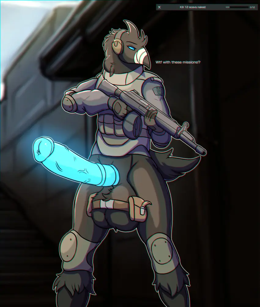 Image clothed,clothing,hi_res,solo,blue_eyes,male,penis,male_only,balls,anthro,absurd_res,genitals,black_body,partially_clothed,male_focus,solo_male,avian,bird,weapon,animal_genitalia,animal_penis,blue_penis,corvid,corvus_(genus),crow,oscine,passerine,glowing,equine_genitalia,equine_penis,ranged_weapon,casual,military,gun,warrior,glowing_genitalia,rifle,glowing_penis,soldier,firearm,thony_dog