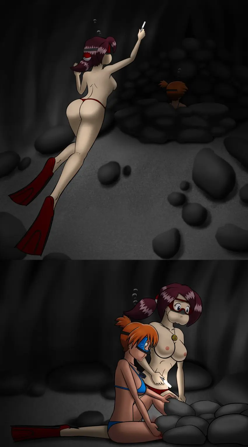 Image breasts,female,female_only,human,2girls,multiple_girls,pokemon,bikini,ass,kasumi_(pokemon),underwater,lorelei_(pokemon),uwfan-tomson
