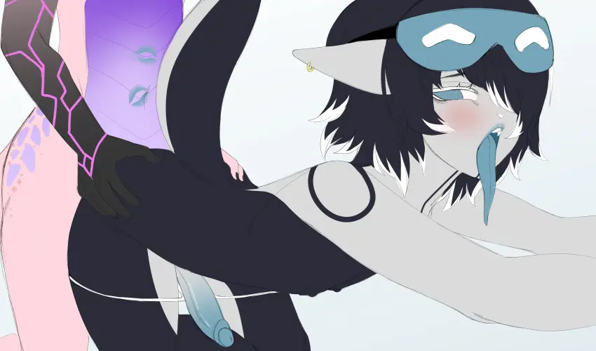 Image blush,hi_res,male,penis,tongue_out,tongue,duo,anal,anal_sex,femboy,anthro,absurd_res,ambiguous_gender,penetration,genitals,mammal,makeup,lipstick,marine,reptile,scalie,long_tongue,blindfold,mask,kiss_mark,orca,cetacean,dolphin,oceanic_dolphin,toothed_whale,veltide,sleep_mask,fioreni,nezaleth