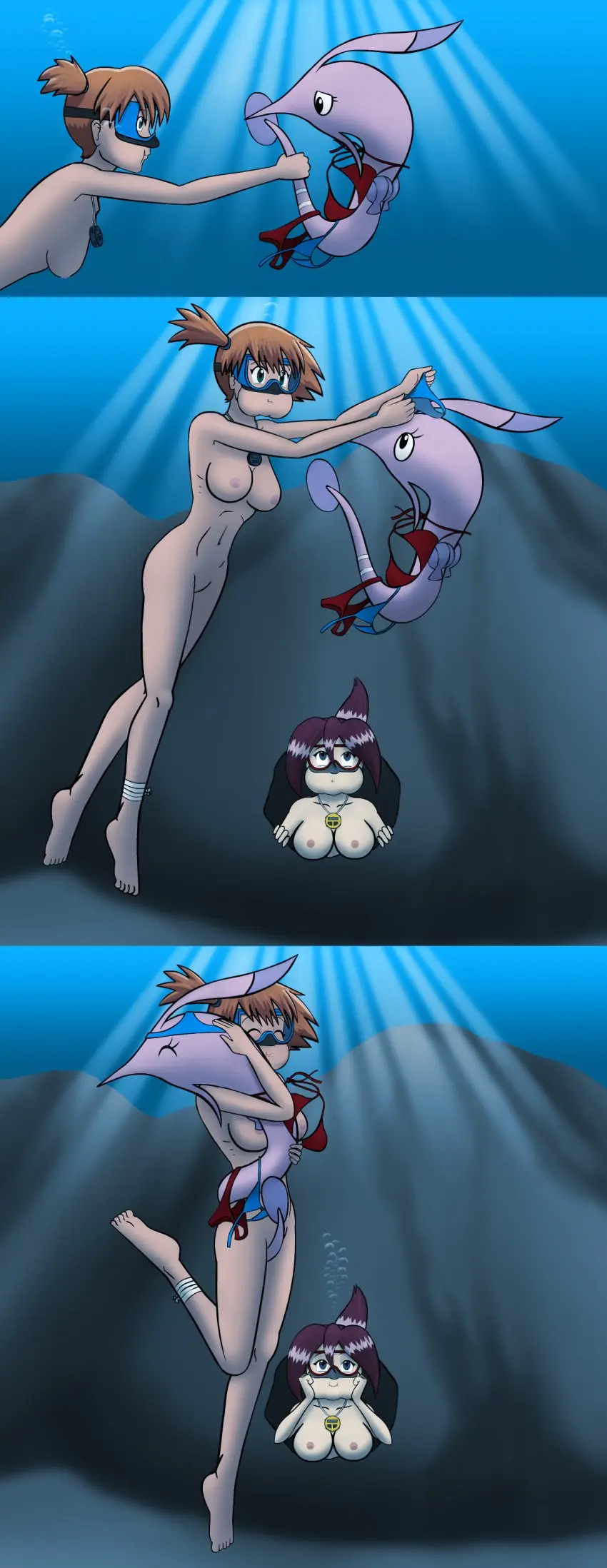 Image breasts,female,female_only,human,2girls,multiple_girls,pokemon,pokemon_(species),bikini,kasumi_(pokemon),underwater,lorelei_(pokemon),uwfan-tomson