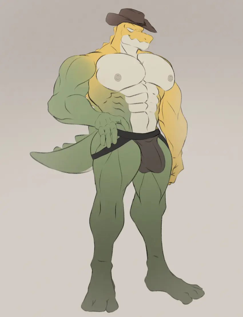 Image clothed,clothing,hi_res,nipples,smile,solo,male,tail,underwear,hat,humanoid,headwear,muscular,muscular_male,male_only,headgear,anthro,absurd_res,bulge,mammal,biceps,muscular_anthro,pecs,reptile,scalie,male_focus,abs,crocodilian,food,the_amazing_digital_circus,food_creature,candy,dessert,glitch_productions,gummigoo_(the_amazing_digital_circus),gummy_(food),living_candy,gummy_creature,ryandidindoome