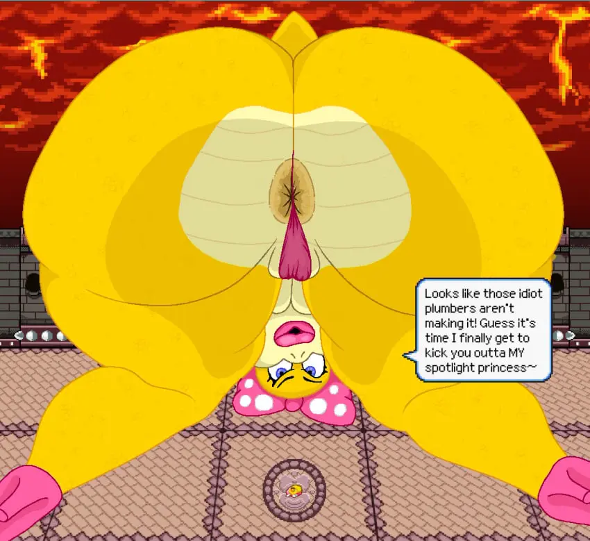 Image female,female_only,sweat,ass,text,anus,mario_(series),self_upload,ass_focus,sweaty,princess_peach,asshole,text_box,giantess,wendy_o._koopa,mario_and_luigi_(series),asshole_behind_thong,imminent_buttcrush