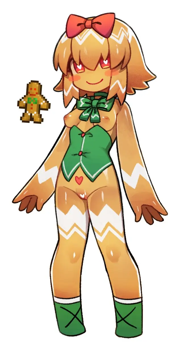 Image 1girls,blush,bow,breasts,female,female_only,smile,solo,pussy,small_breasts,censored,corset,food_creature,pxym,terraria,nyong_nyong