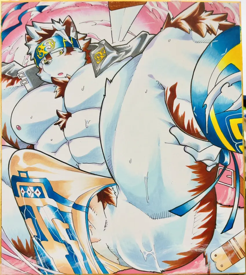 Image blush,clothing,hi_res,nipples,solo,male,penis,sweat,ass,erection,muscular,muscular_male,male_only,accessory,headband,balls,anthro,bodily_fluids,canid,canine,canis,fur,genitals,grey_body,grey_fur,mammal,wolf,muscular_anthro,pecs,male_focus,abs,pubes,erection_under_clothing,bottomwear,lifewonders,tokyo_afterschool_summoners,tenting,loincloth,raised_leg,kawakyun1,penis_base,horkeukamui