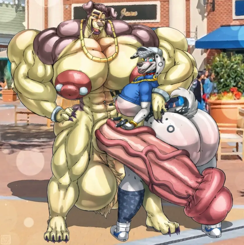 Image male,penis,furry,big_ass,looking_back,muscular,muscular_male,femboy,male/male,balls,anthro,veiny_penis,naked,gay,canine,bottomless,big_dom_small_sub,hyper_balls,hyper_penis,nipple_piercing,hyper,moobs,looking,hands_on_penis,lucky_(pound_puppies),xtrent968