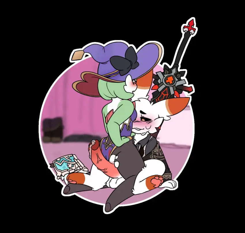Image blush,clothing,female,hi_res,male,penis,pokemon,pokemon_(species),hot_dogging,sex,duo,cowgirl_position,size_difference,anthro,genshin_impact,nintendo,hand_on_hip,hotel,genitals,legwear,female/female,anthro_only,book,weapon,throbbing,throbbing_penis,mihoyo,shoes_removed,cosplay,generation_8_pokemon,scorbunny,torn_clothing,leggings,pawpads,sword,generation_3_pokemon,leaning_on_object,melee_weapon,gardevoir,no_penetration,torn_legwear,torn_leggings,doeneb18,mia_(ston13),mona_(genshin_impact)_(cosplay),solaris_(btwalexhere)