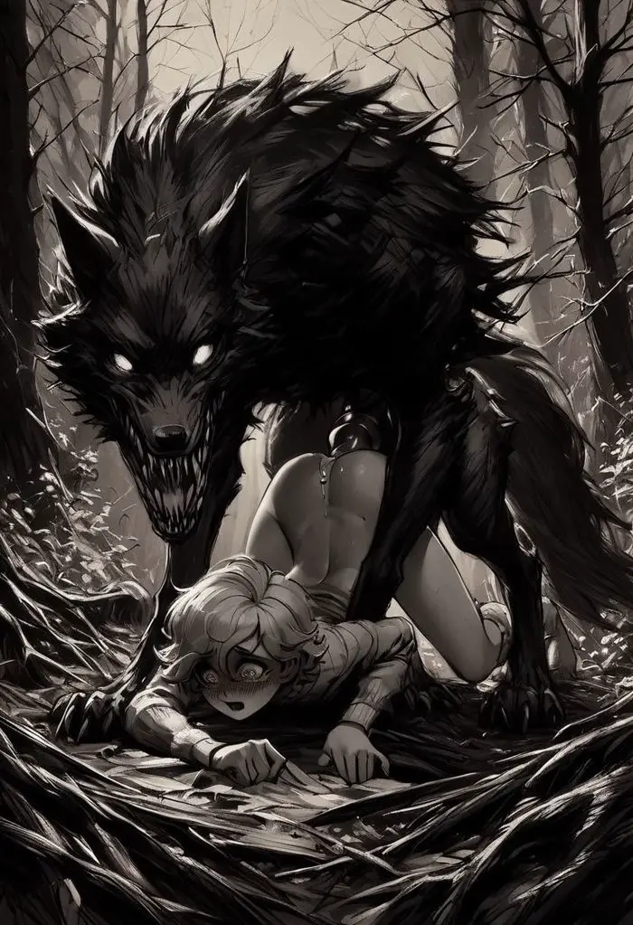 Image male,penis,2boys,ai_generated,anal,anal_sex,yaoi,monster,monster_cock,knot,werewolf,anthro_on_human,knotted_penis