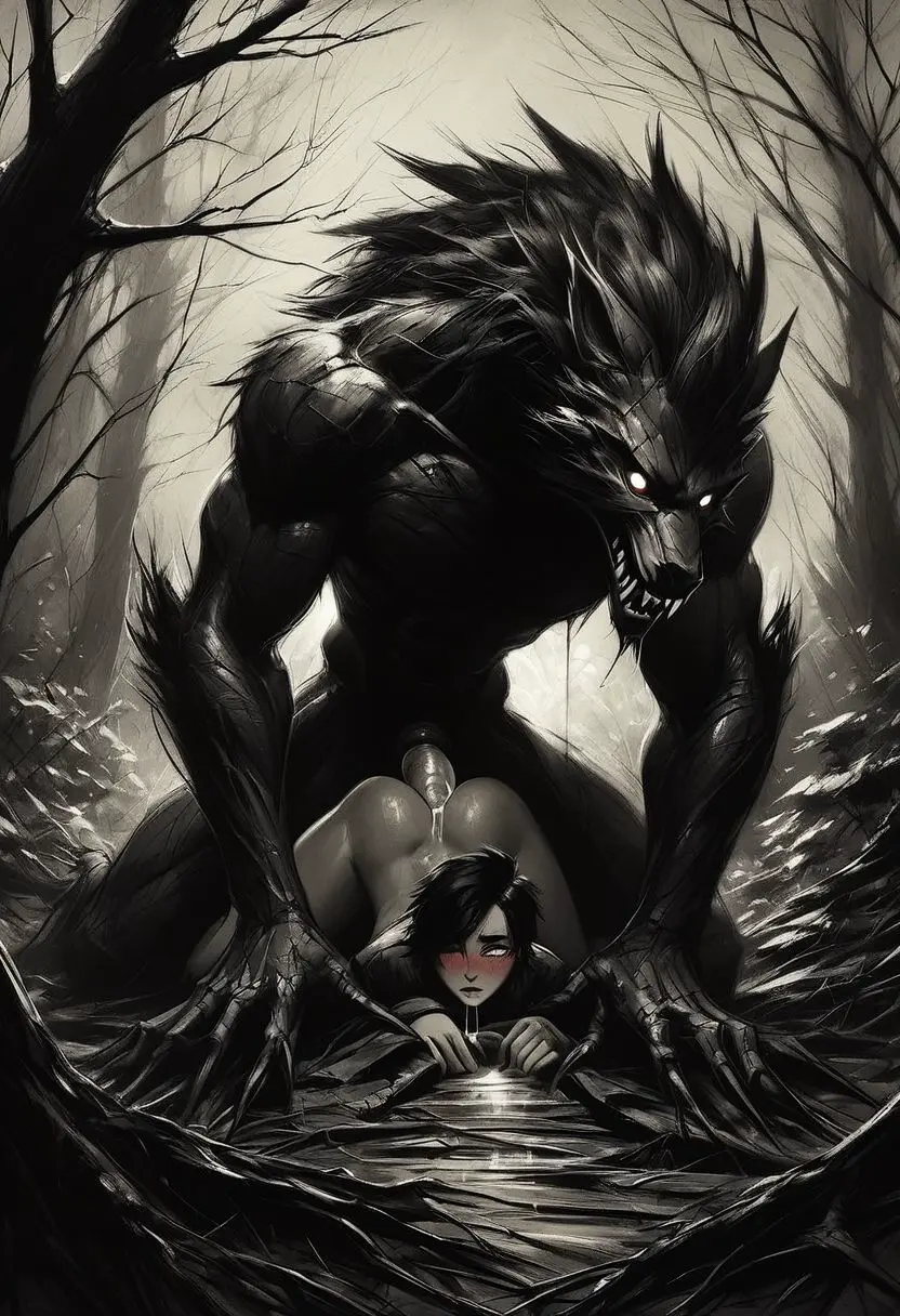 Image male,penis,2boys,ai_generated,anal,anal_sex,yaoi,monster,monster_cock,werewolf,anthro_on_human,knotted_penis