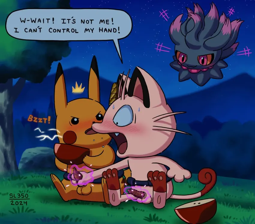 Image blush,hi_res,open_mouth,male,penis,pokemon,pokemon_(species),sweat,sex,erection,male_only,text,scared,gay,nintendo,night,handjob,bodily_fluids,genitals,english_text,forced,angry,2024,outside,tree,speech_bubble,penile,plant,feral_only,generation_1_pokemon,generation_2_pokemon,food,pikachu,apple,fruit,meowth,misdreavus,sl350