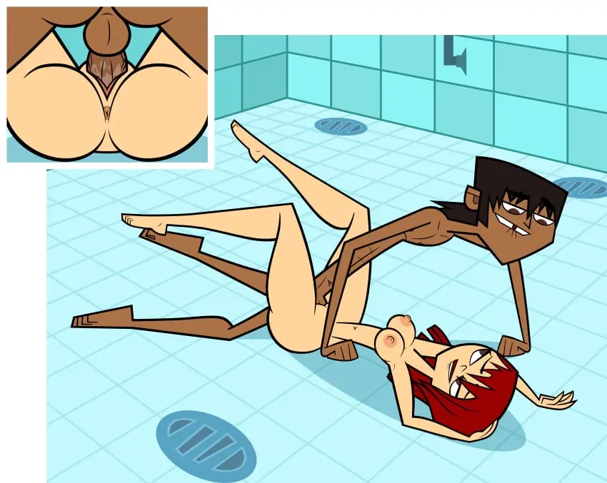 Image female,light-skinned_female,light_skin,male,dark-skinned_male,dark_skin,interracial,canon_couple,accurate_art_style,total_drama_island,missionary,in_love,lovers,zoey_(tdi),mike_(tdi),codl