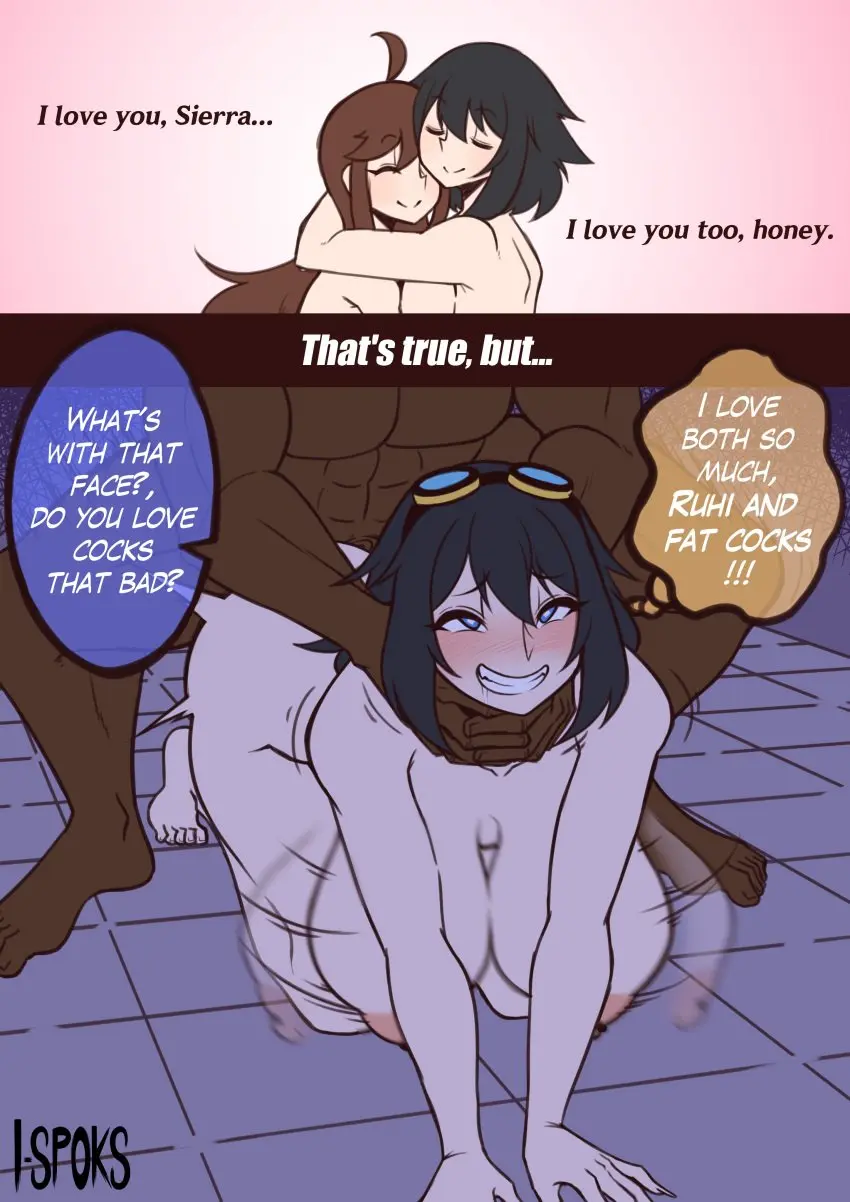Image 2023,blush,breasts,female,1boy,2girls,black_hair,blue_eyes,male,dark-skinned_male,dark_skin,doggy_style,areolae,artist_name,ambiguous_penetration,text,brown_hair,2koma,comic,english_text,all_fours,oc,cheating,eyewear_on_head,cuckquean,wholesome,bisexual,bisexual_female,consensual,cheating_girlfriend,sierra_dazorelle,i-spoks