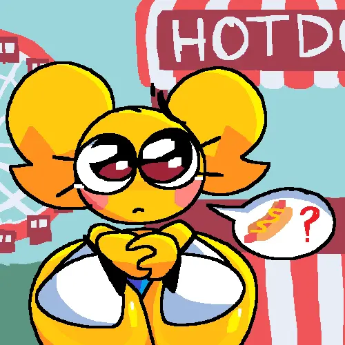 Image yellow_body,holding_hands,?,speech_bubble,emoji,emoji_(race),yellow_skin,question_mark,jjoyplus,katy_(jjoyplus),hotdog,puppy_eyes,ferris_wheel,hotdog_stand
