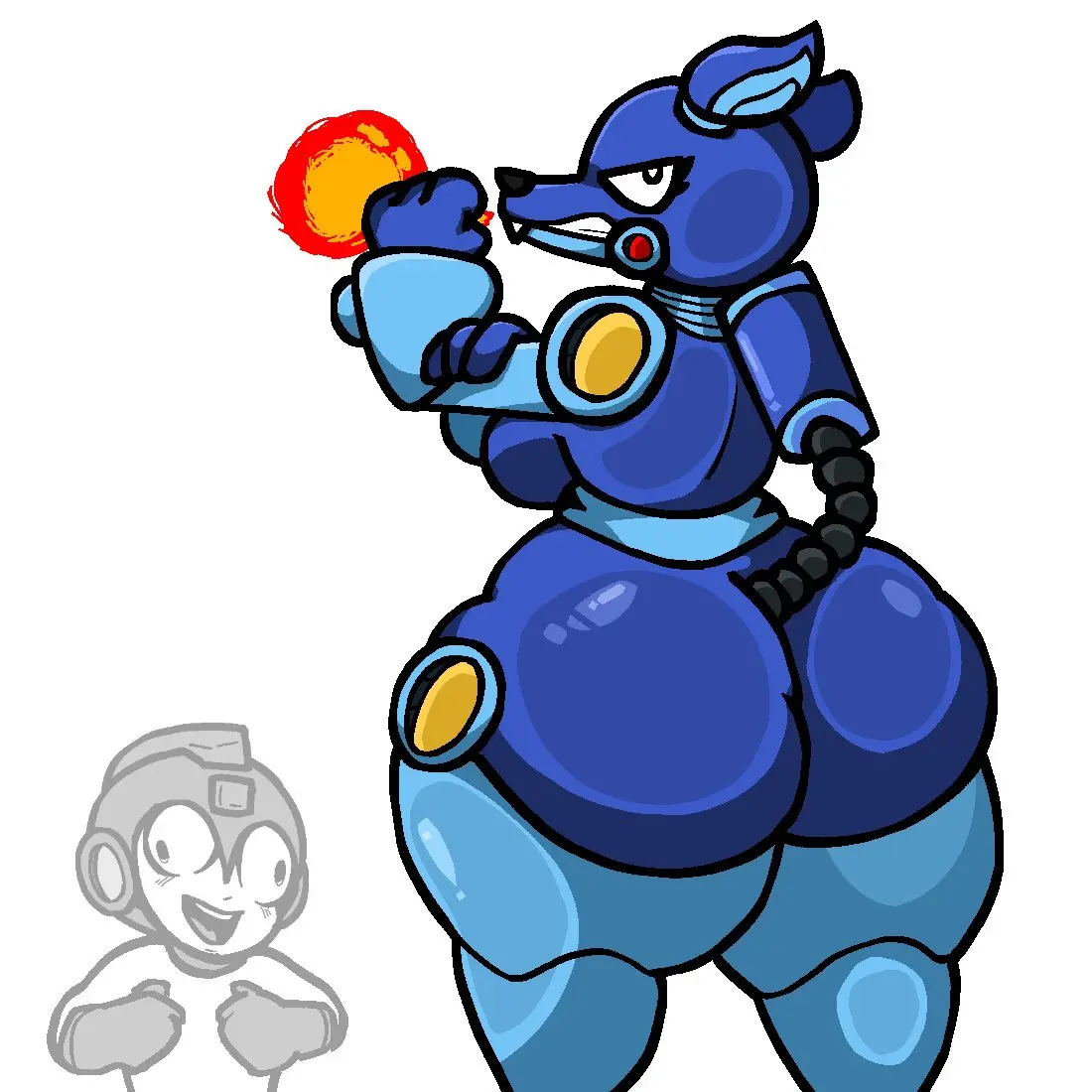 Image 1girls,big_breasts,breasts,female,female_only,furry,big_ass,bubble_butt,female_focus,huge_ass,looking_back,thick_thighs,wide_hips,color,2d,angry,angry_expression,2024,2d_artwork,robot,robot_girl,android,android_girl,mega_man,lewdewott,mega_man(classic),mega_man_(character),friender,hot_dog_(mega_man)