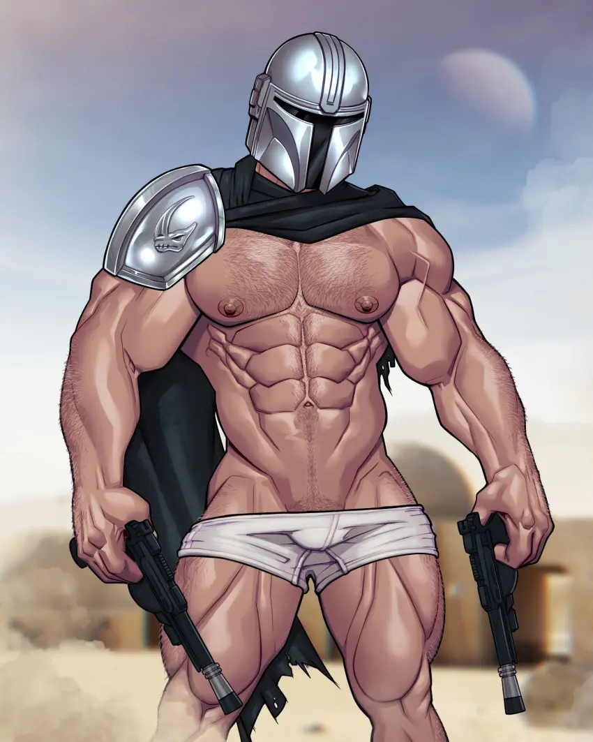 Image human,solo,1boy,male,navel,penis,underwear,muscular,muscular_male,male_only,yaoi,white_underwear,hair,veiny_penis,alternate_version_available,pubic_hair,bara,bulge,topless,underwear_only,flaccid,flaccid_penis,precum,pecs,foreskin,uncircumcised,big_nipples,precum_drip,uncut,erect_nipples,big_muscles,happy_trail,star_wars,muscles,topless_male,daddy,helmet,big_pecs,hairy,hairy_male,arm_hair,dilf,chest_hair,leg_hair,blitzturner,masked_male,hunk,muscular_human,masked,dessert,small_bulge,the_mandalorian,din_djarin