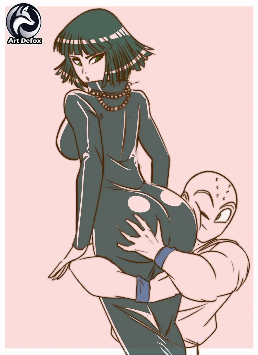Image 1girls,big_breasts,breasts,female,simple_background,1boy,male,straight,ass,big_ass,green_eyes,dress,dragon_ball,krillin,kuririn,necklace,green_hair,ass_grab,groping,large_ass,asian,asian_female,bald,crossover,one-punch_man,dragon_ball_super,hand_on_ass,groping_from_behind,fubuki_(one-punch_man),alternate_ass_size,artdefox