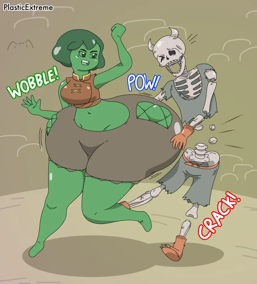 Image 1girls,female,bottom_heavy,colored,wide_hips,tagme,original,green_body,slime_girl,ass_expansion,skeleton,borrowed_character,ass_attack,plasticextreme,hip_check,nyuru