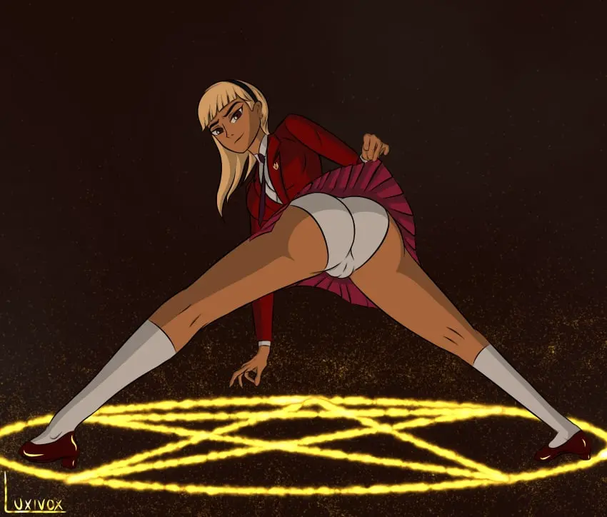 Image 1girls,brown_eyes,female,long_hair,standing,bangs,pussy,panties,ass,big_ass,looking_back,thick_thighs,dark_skin,tan_skin,clothes,aged_up,blonde_hair,dark-skinned_female,cameltoe,presenting,legs_apart,dc,dc_comics,presenting_hindquarters,skirt_lift,flashing,upskirt,presenting_ass,tan,flashing_panties,kneesocks,young_justice,child_(dc),lord_of_chaos,luxivox